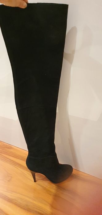 Kazar 37 kozaki muszkieterki do połowy uda, obcas czarne