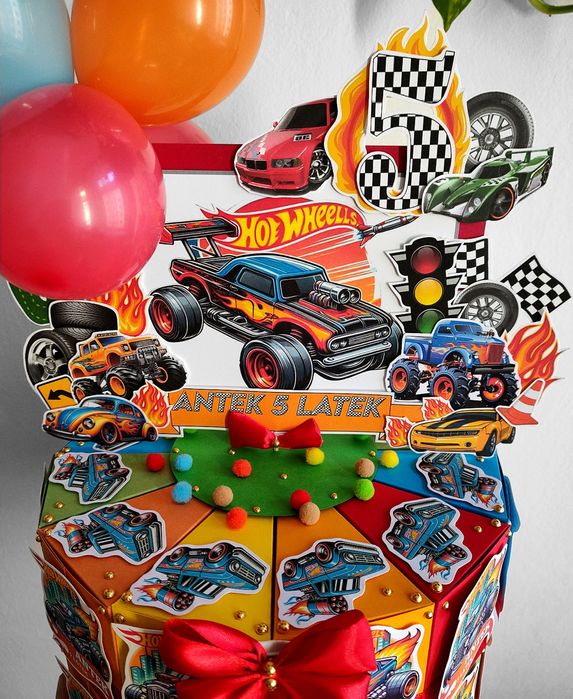 Papierowy tort z papieru pudełek Hot wheels