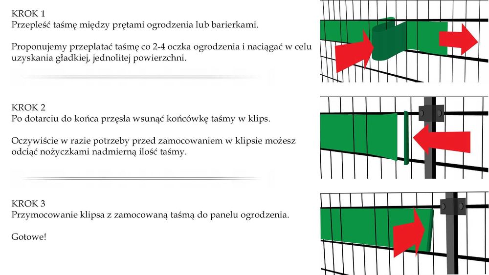 TAŚMA OGRODZENIOWA Kompletna Ochrona - Osłona Na Ogrodzenie 35 Metrów