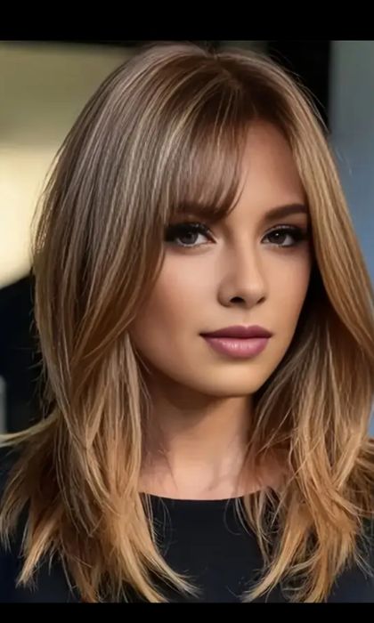 Peruka z grzywką włosy długie 51 cm - OMBRE