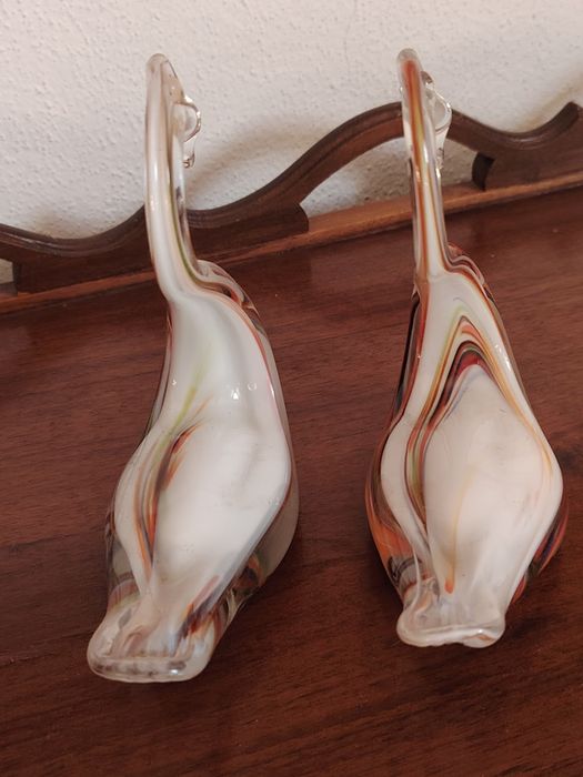 2 Cisnes em Vidro Murano com várias cores