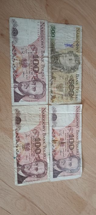 Banknoty 500zł i 100zł z PRL