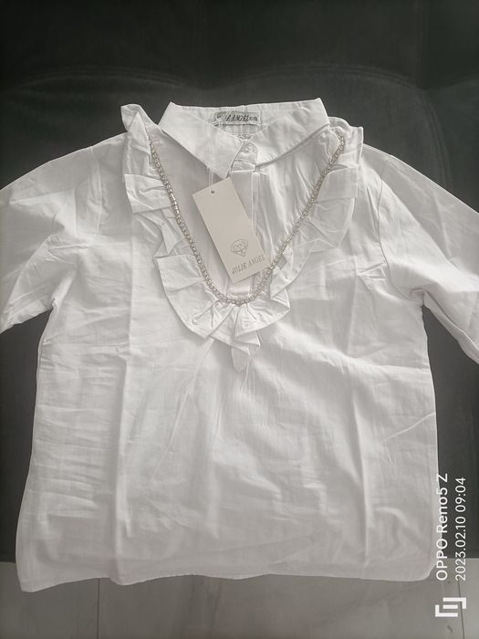 Elegancka koszula biała dla dziewczynki rozm 134