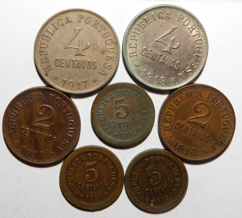 Moedas da Republica Portuguesa - Lote com 7 Moedas 1ª Republica - MBC+/ B SÓ 7,5€