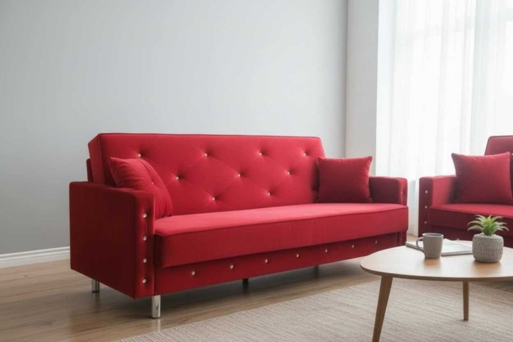 Sofa Kanapa rozkładan Glamour funkcja spania pojemnik kryształWERSALKA