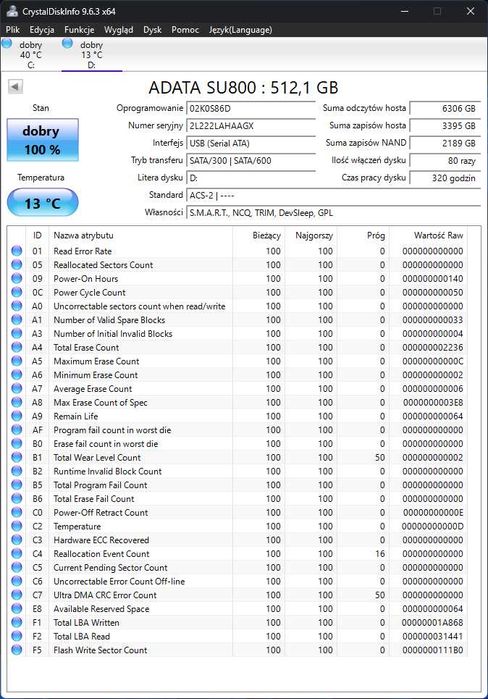 Dysk ADATA SU800 512GB ssd