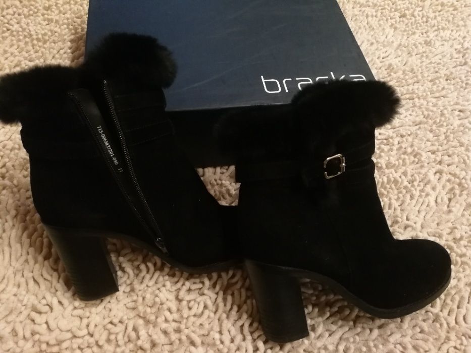 Ботильони braska чорні натур. замш. 37,5 р. зима