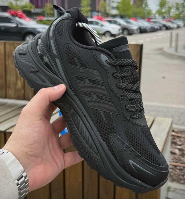 Мужские кроссовки Adidas черные сетка Адидас