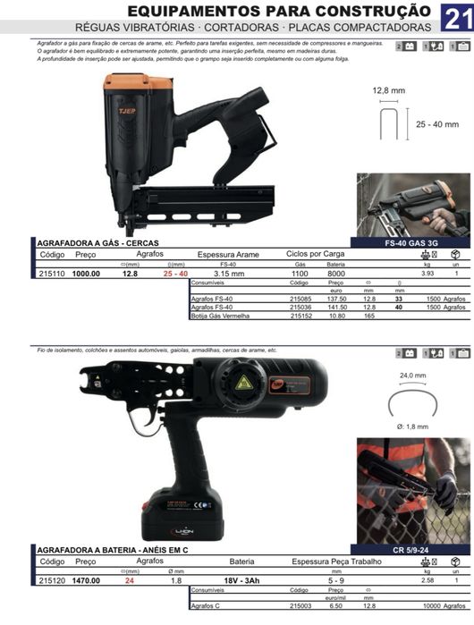 Agrafador a gas ou bateria