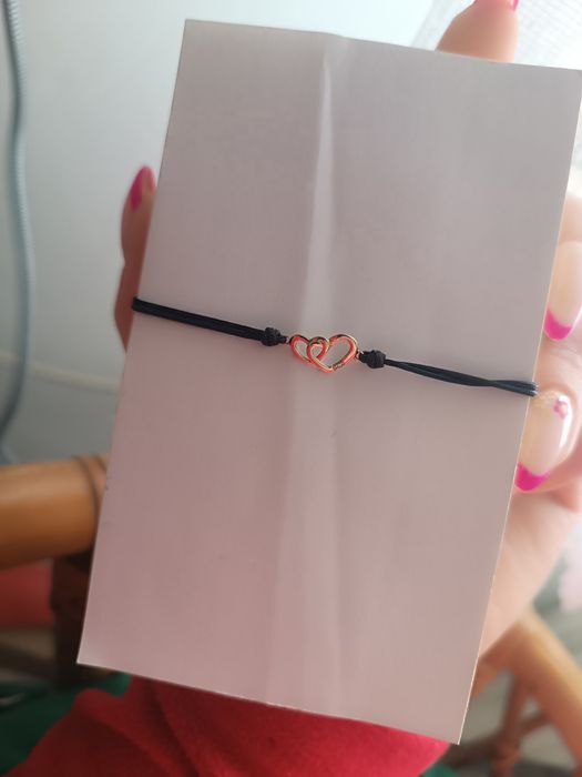 Bransoletka z elementami z różowego złota i diamentem - serca - 0,004 ct - próba 375