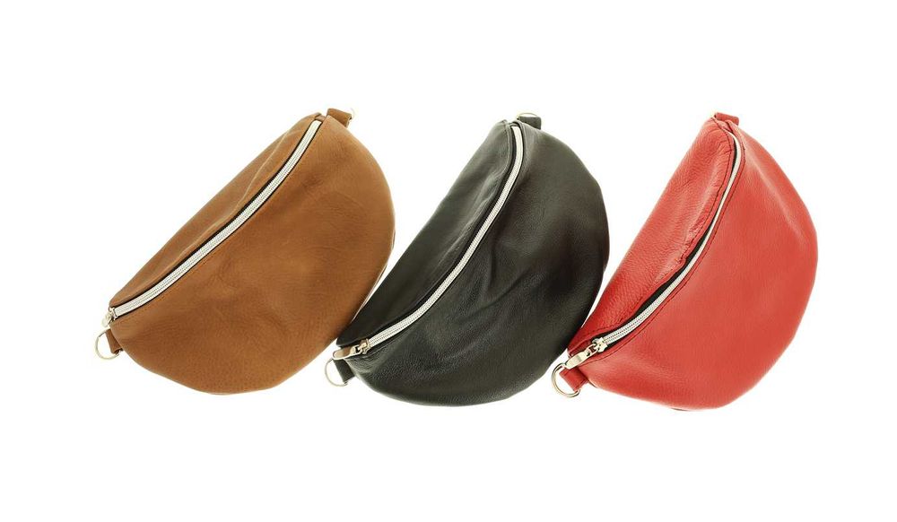 Damska nerka skórzana czerwona saszetka na pas do ramię PL producent