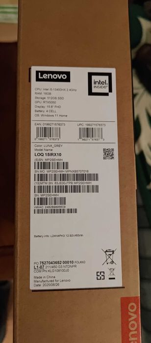 Lenovo LOQ 15IRX10 RTX 5050 Nowy Zaplombowany