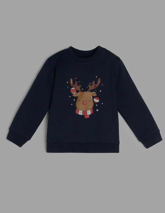 Jak NOWA raz założona granatowa niemowlęca świąteczna bluza 62 68