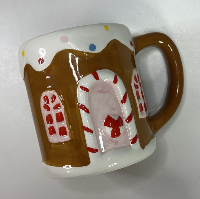 Świąteczny zestaw dla Mikołaja talerzyk domek i kubek piernikowy 350ml