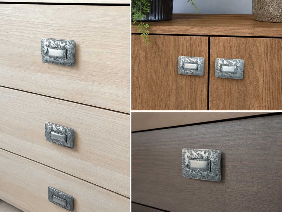Ozdobne metalowe klamki / uchwyty meblowe BRW – komplet 8 szt.