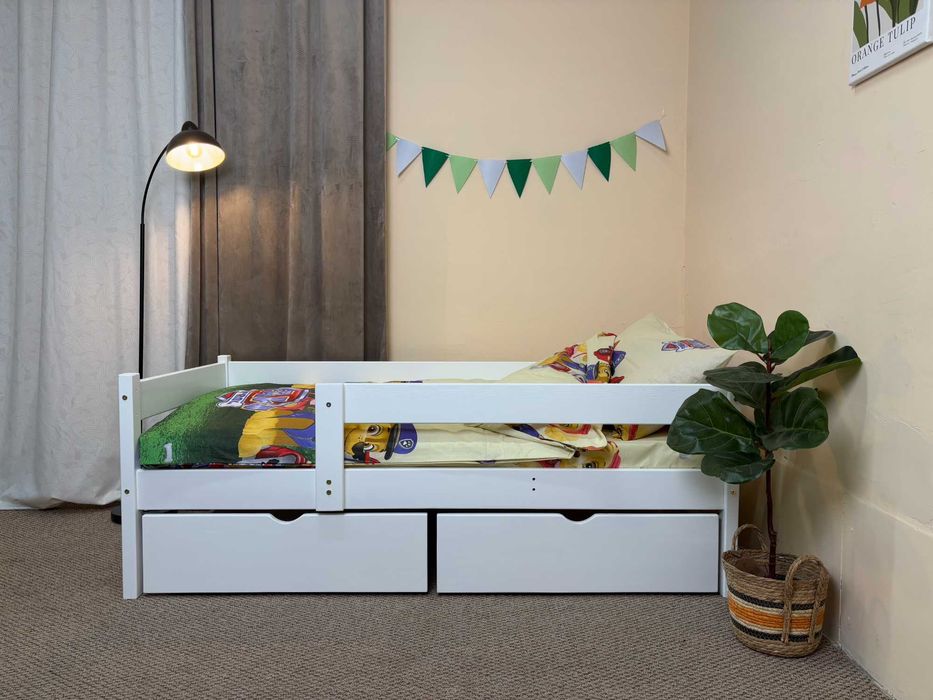 Найдешевша дерев'яна кровать в Україні | Дитяче ліжко з сосни біле