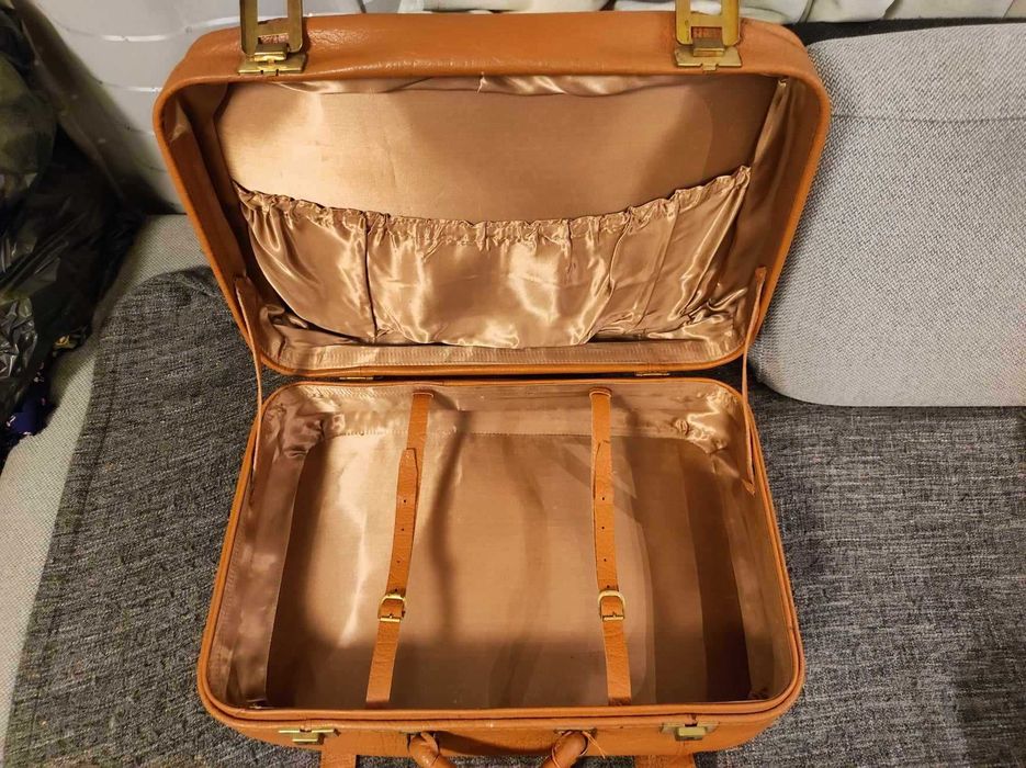 Retro walizka torba PRL jasny brąz