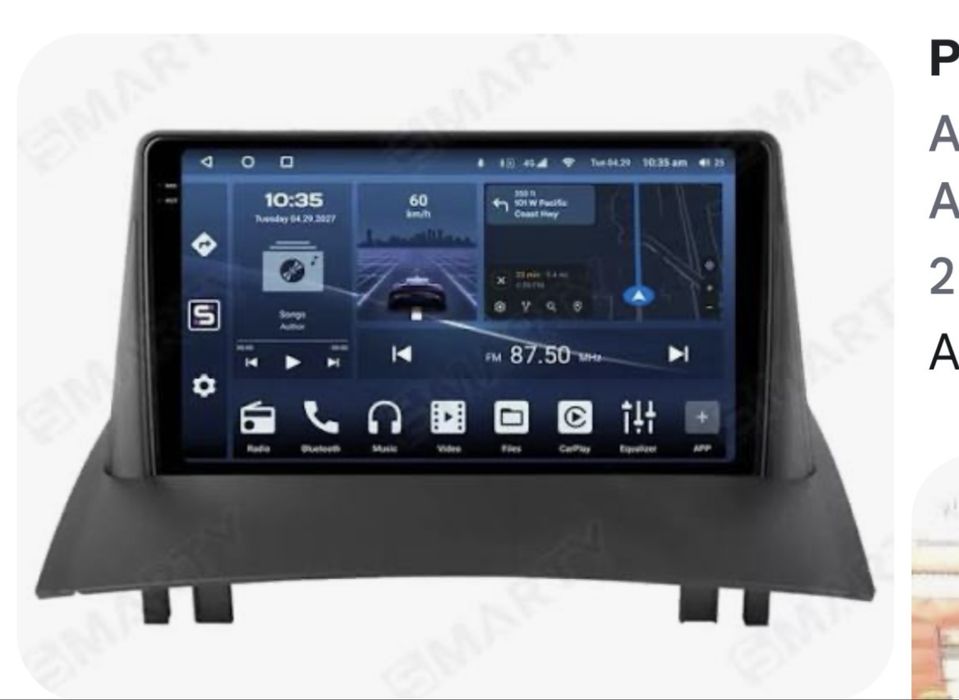Магнитола андроид для Renault Megan 2, Megan 3 android 2/64, 4/64 carplay 4G