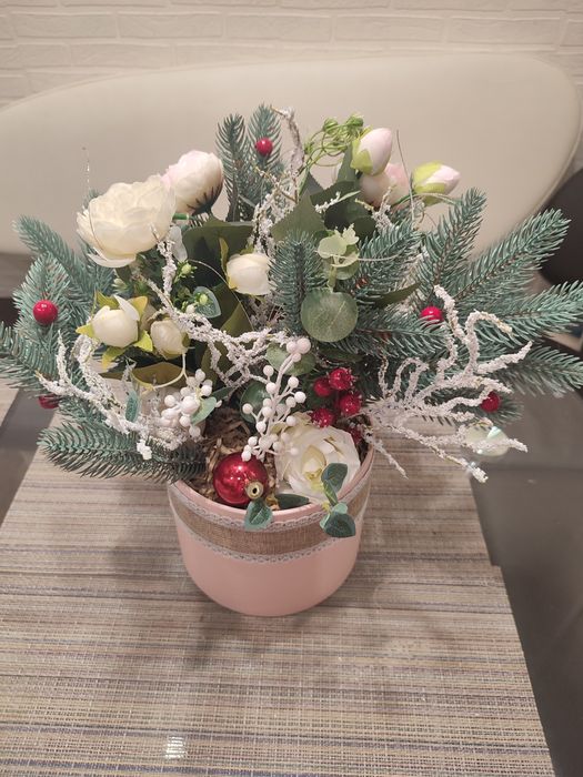 Новорічний декор ручної роботи, різдвяна композиція ручної роботи