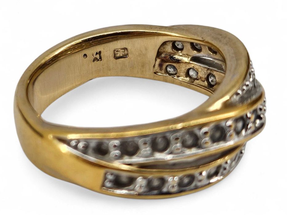 ZŁOTY PIERŚCIONEK bogato wysadzany cyrkoniami  6,72G 585