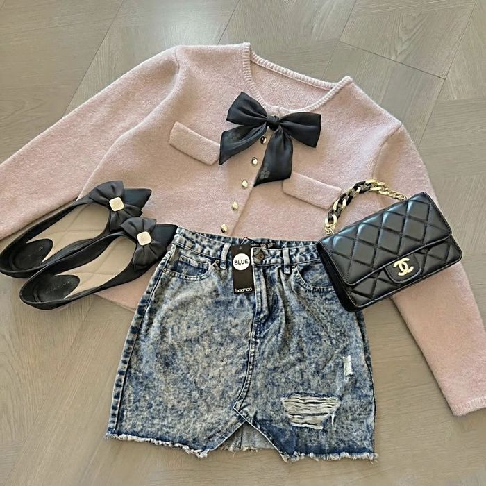 Asymetryczna spódnica jeansowa mini vibe lat 2000 | Marmurek