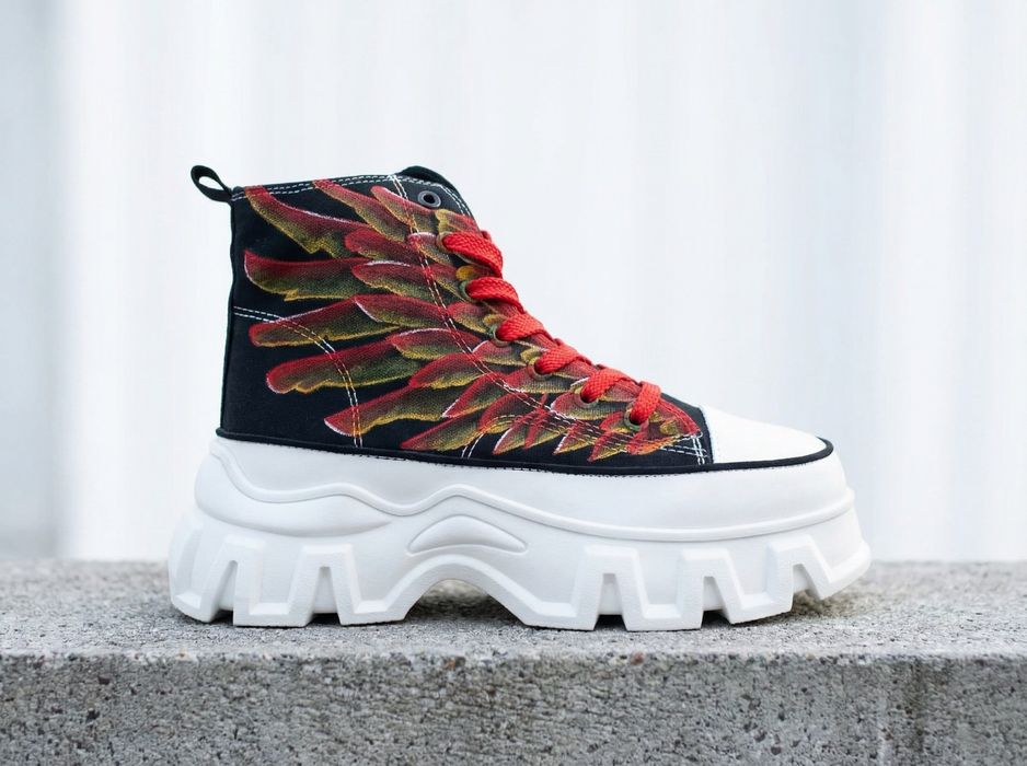 Кеды  панк ручной росписи на высокой подошве