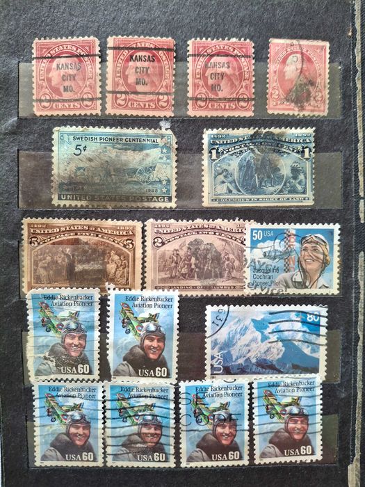 Stary klaser ze znaczkami: II RP, USA (1893 Kolumb), Fiume, Kamerun