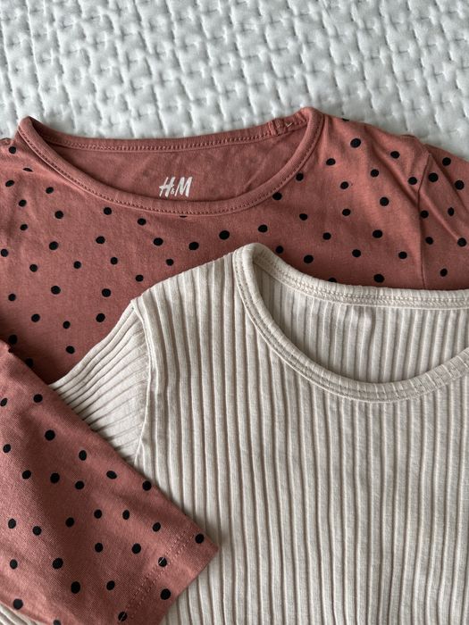 Dwie bluzki H&M - w groszki i druga no name -w proążek ŚLICZNE