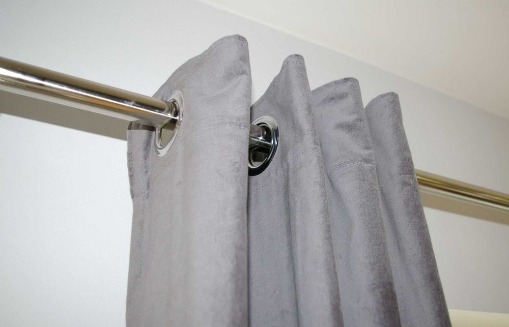 Zasłony na okno Ikea SANELA, szare, welur - 2szt