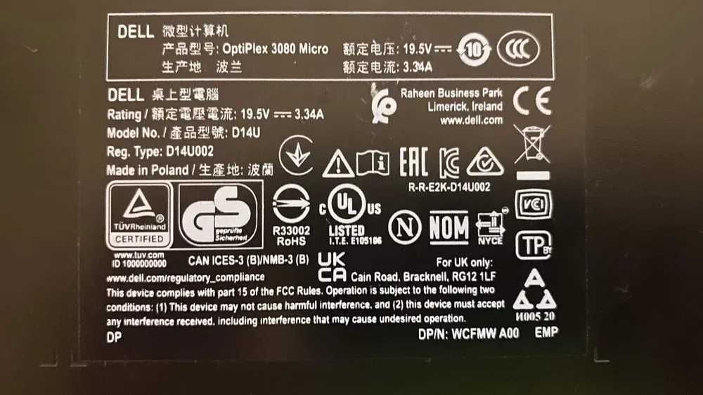 Komputer Dell Optiplex 3080 16/1 TB i5 10600T Intel 630 WI-FI WIN 11