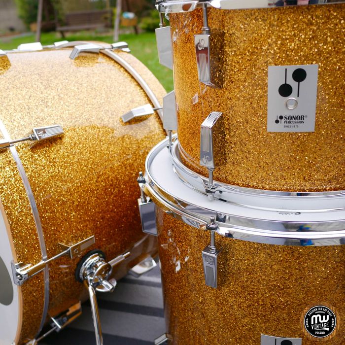 ‼️ Perkusja Sonor Phonic 22", 13", 16" Gold Sparkle Vintage ‼️
