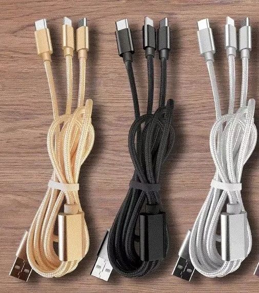 Kabel USB 3w1 USB-C + Micro USB + Lightning iPhone 1,2m ładowania