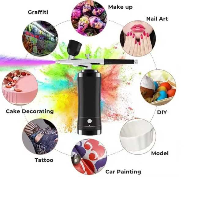 Аерограф з компресором, міні інжектор, портативний на акамуляторі!