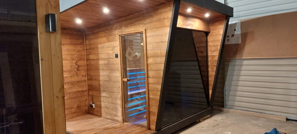 SAUNA ogrodowa ocieplona Premium  3.2x2,3m Od Ręki Piec Sterownik JBL