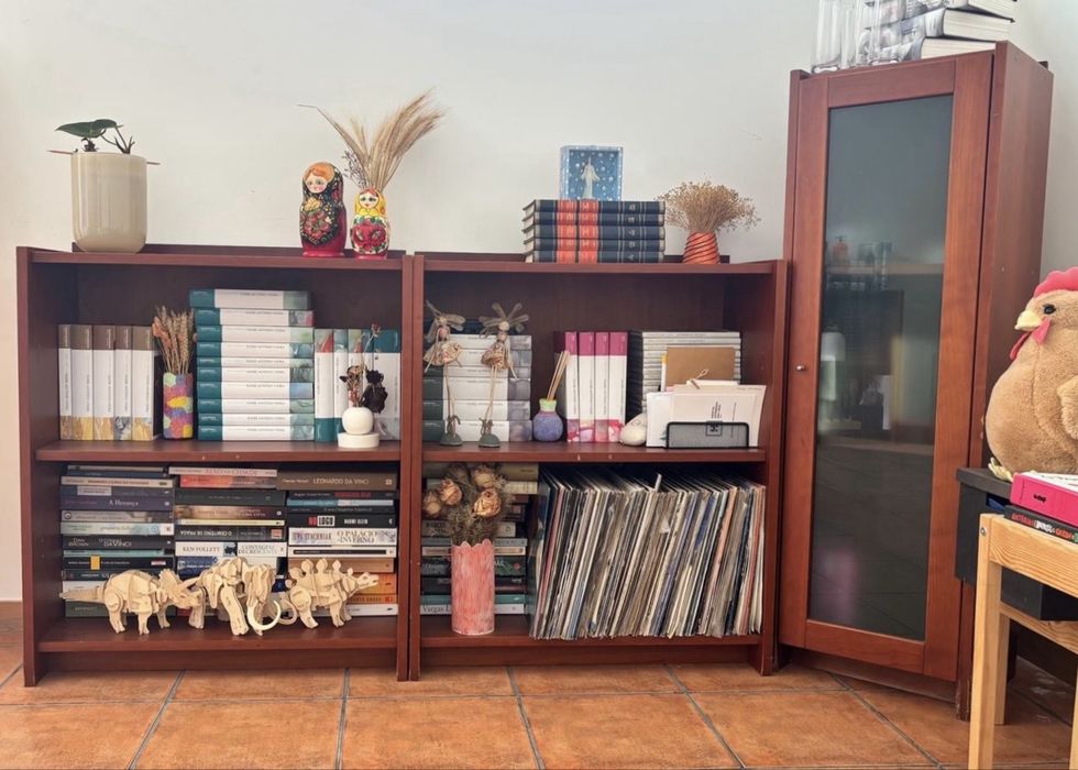 Conjunto ds 4 móveis de sala madeira e vidro