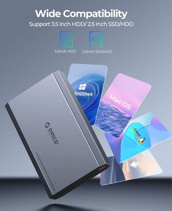 Алюмінієвий корпус ORICO для жорсткого дискаSSD SATA 3,5 дюйма 6Гбіт/с