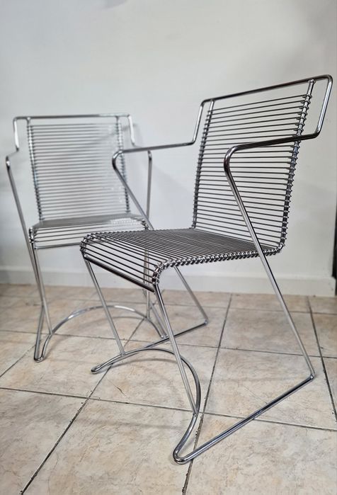 Krzesła stalowe, chromowane  proj. Meyer Metalstuhl  lata 90 Bauhaus