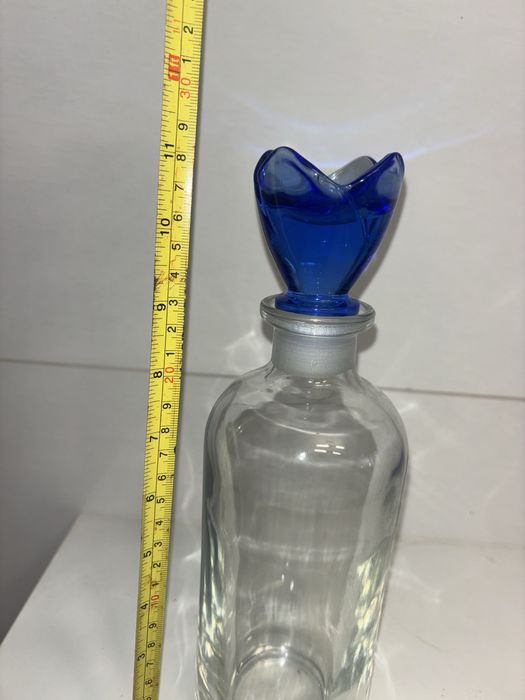 Garrafe de vidro tampa azul