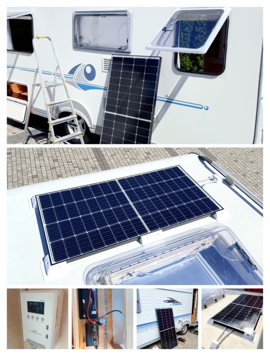 Instalacja off grid PV  kamper przyczepa kempingowa z montażem