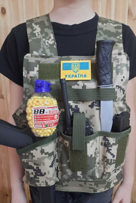 Бронежилет детский, разгрузка, Размеры S.M.L, от4-11 лет, НА липучках