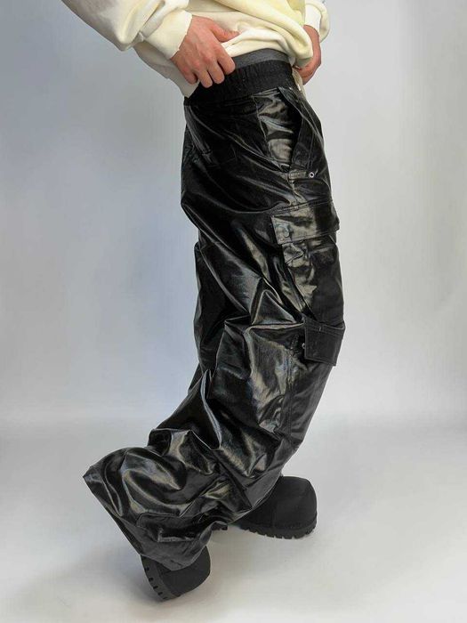 Rick Owens Bella cargo leather штаны джинсы кожаные opium archive