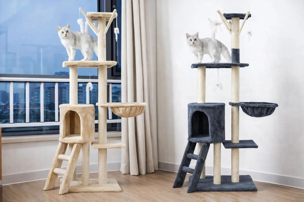 Ігровий комплекс для котів з кігтеточкою та будиночком 5 рівнів