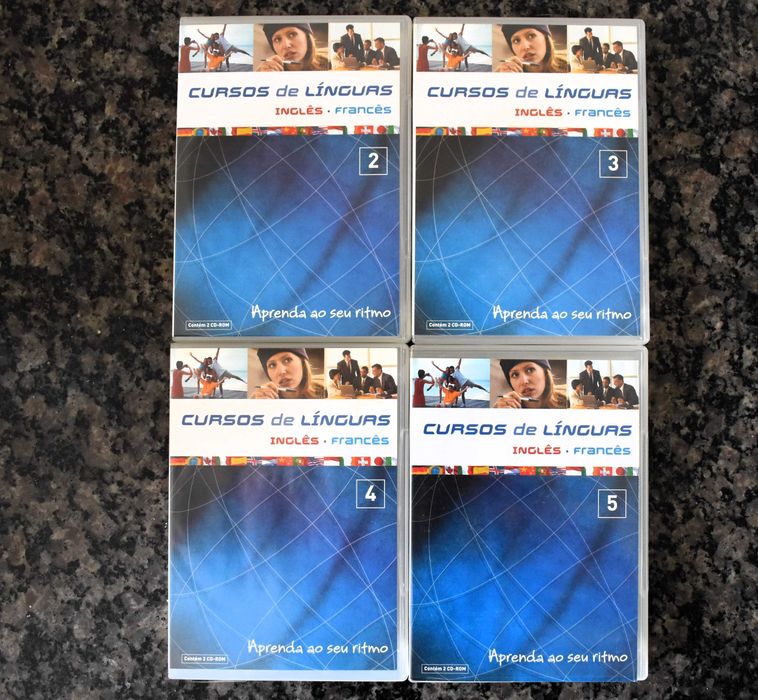 Cursos de Línguas Inglês e Francês - PC CD-ROM e fascículos