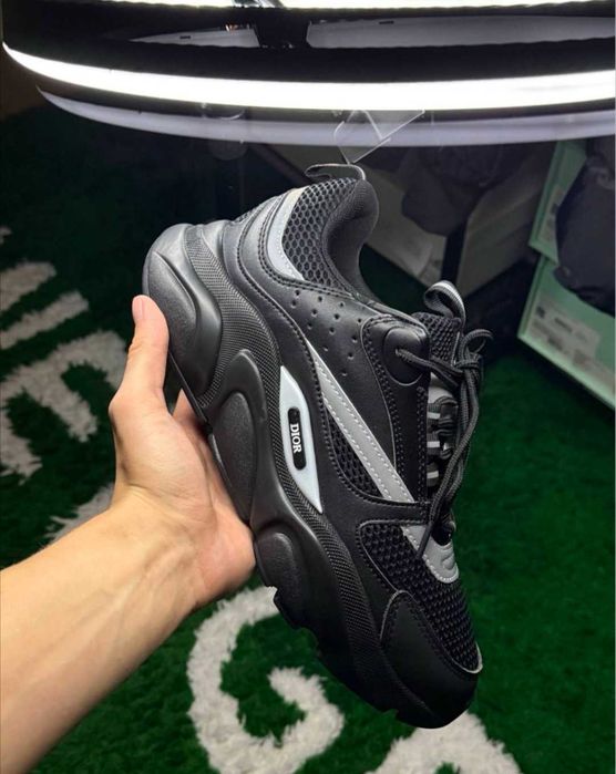 Кросівки Dior b22 Black / чорні діор б22 шкіряні