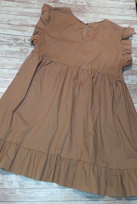 Сукня Boohoo котон коричнева з воланами Розмір L - XL