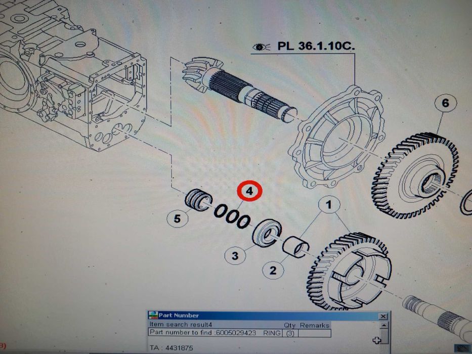 Pierścień uszczelniający kosza przystawki napędu RENAULT Ares 800 MF ...
