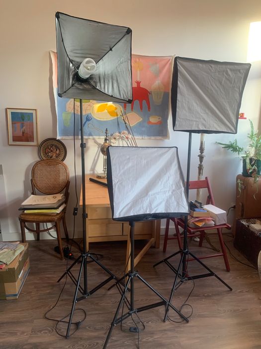 Material Luz tripés para estudio fotografía com 2 lampadas