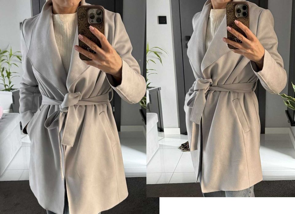 Szara siwa narzutka imitacja zamszu RESERVED r. S