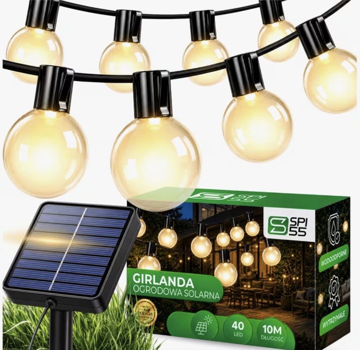 Girlanda Solarna Ogrodowa 10M 40 LED