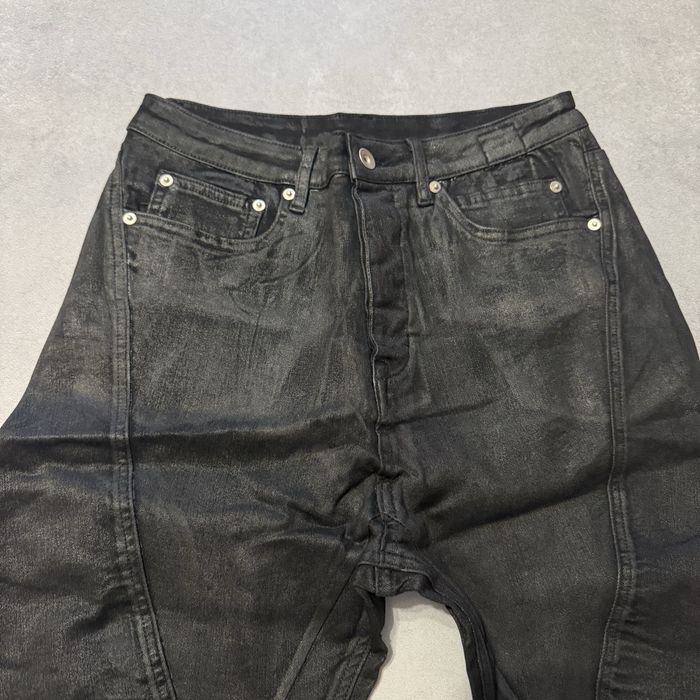 Джинсы воскованые клеш Rick Owens bolan banana waxed flared blac — zdjęcie 4